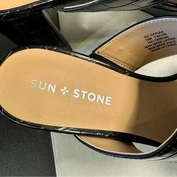 Şun and Stone Dariaa Womens Faux Leather Cut-Out Mule Sandals size 10 black - Picture 10 of 14